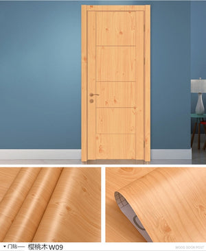 Wood Grain Door Sticker Waterproof Adhesive Wallpaper Wooden Door Renovation Cabinet Furniture Home Decor DIY Wall Mural Decals