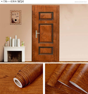 Wood Grain Door Sticker Waterproof Adhesive Wallpaper Wooden Door Renovation Cabinet Furniture Home Decor DIY Wall Mural Decals