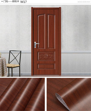 Wood Grain Door Sticker Waterproof Adhesive Wallpaper Wooden Door Renovation Cabinet Furniture Home Decor DIY Wall Mural Decals