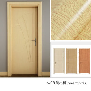 Wood Grain Door Sticker Waterproof Adhesive Wallpaper Wooden Door Renovation Cabinet Furniture Home Decor DIY Wall Mural Decals