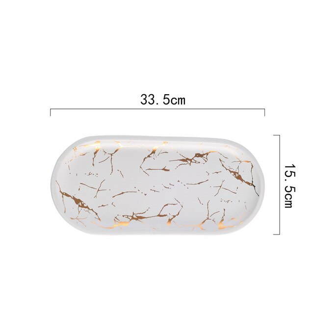 Rectangular Ceramic Plate Nordic Marble Grain Plates Black White Ceramic Tableware Home Sushi Western Jewelry Tray