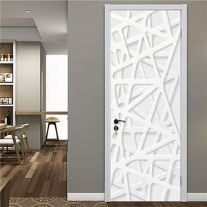 2PCS/Set Black Geometric Door Sticker Home Decor Self Stick Wallpaper Waterproof Renovation Poster Wallpaper On The Door Decals