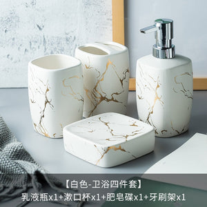 Marble/Soap Supplier/Toothbrush Holder/Vase/soapdish Stamped Gold Ceramic Bathroom Accessories. Bathroom Supplies