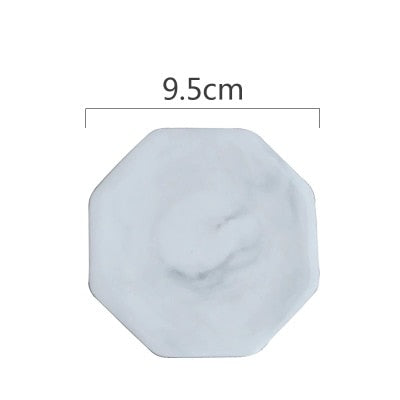 Luxury Marble Ceramic Coaster Gold Plating Geometric Cup Mat Waterproof Heat-insulated Pads Jewelry Tray Home Desktop Decoration