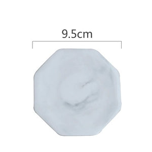 Luxury Marble Ceramic Coaster Gold Plating Geometric Cup Mat Waterproof Heat-insulated Pads Jewelry Tray Home Desktop Decoration