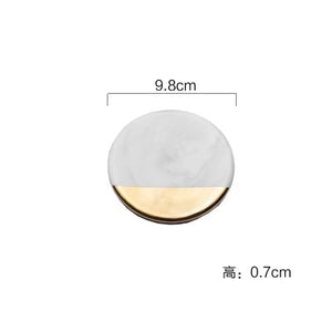 Luxury Marble Ceramic Coaster Gold Plating Geometric Cup Mat Waterproof Heat-insulated Pads Jewelry Tray Home Desktop Decoration