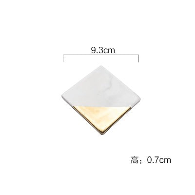 Luxury Marble Ceramic Coaster Gold Plating Geometric Cup Mat Waterproof Heat-insulated Pads Jewelry Tray Home Desktop Decoration