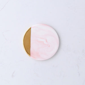 Luxury Unique Marble Pink Gold Ceramic Placemat Coaster Porcelain Mats Pads Table Decoration Accessories Kitchen Tool Gift