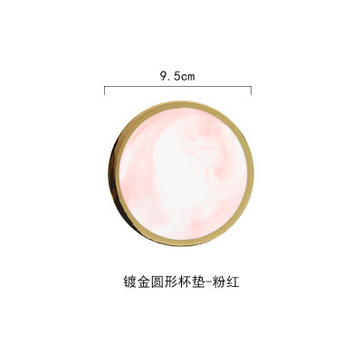 Luxury Unique Marble Pink Gold Ceramic Placemat Coaster Porcelain Mats Pads Table Decoration Accessories Kitchen Tool Gift