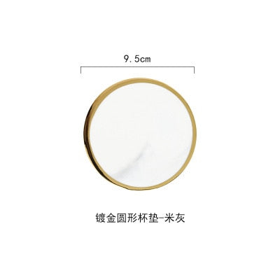 Luxury Unique Marble Pink Gold Ceramic Placemat Coaster Porcelain Mats Pads Table Decoration Accessories Kitchen Tool Gift