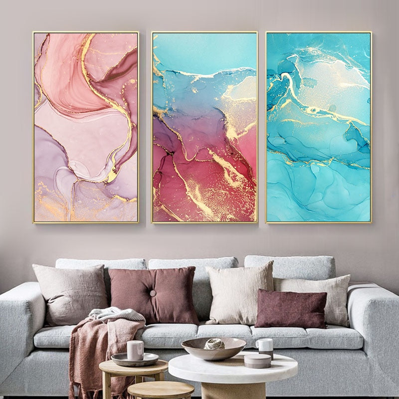 Canvas Painting Mix Color Marble Vein Poster Print on Abstract Wall Painting Wall Art Pictures For Living Room Home Decoration