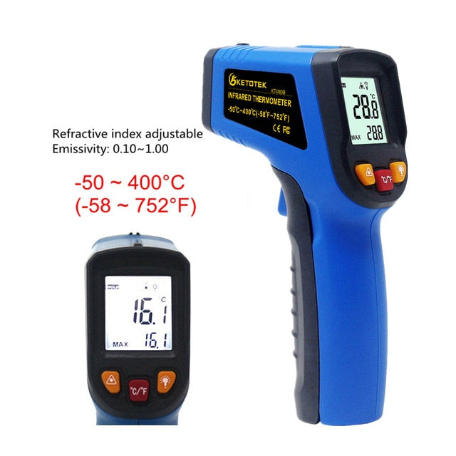 Handheld Non-contact IR Infrared Thermometer Digital LCD Laser Pyrometer Surface Temperature Meter Imager C F Backlight -50~600C