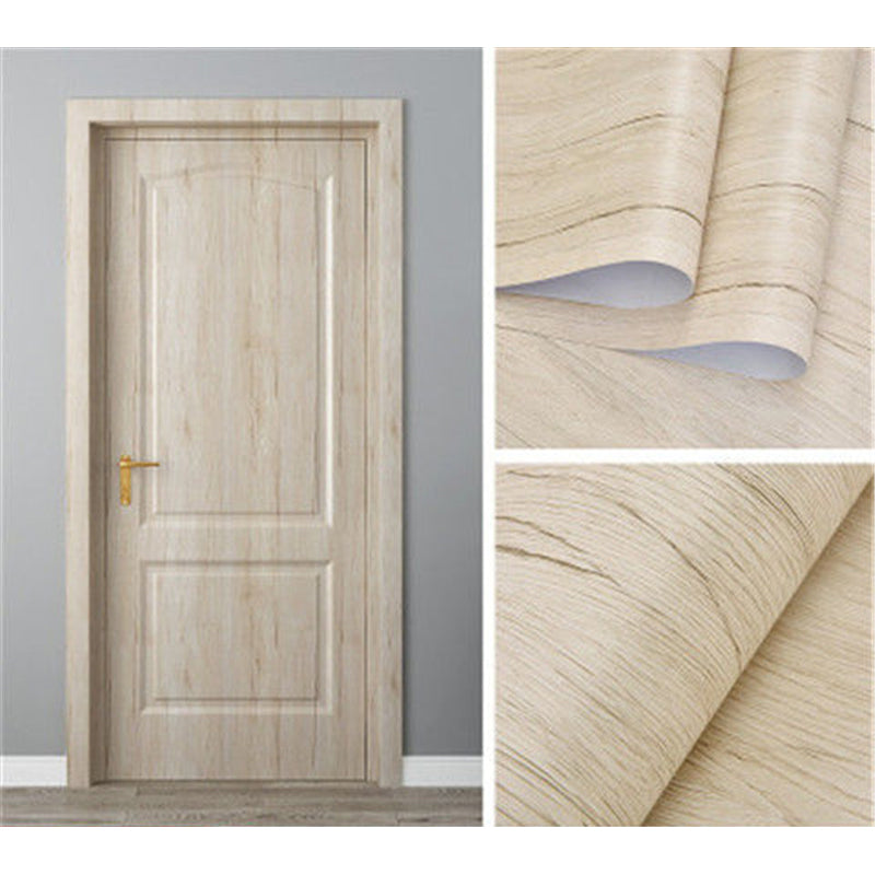 White Oak Wood Grain Wallpaper On The Door Home Renovation Decor Sticker Waterproof Fireprevention Kitchen Bathroom Wall Sticker