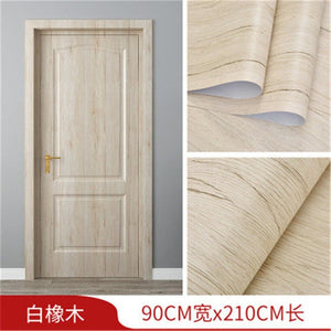 White Oak Wood Grain Wallpaper On The Door Home Renovation Decor Sticker Waterproof Fireprevention Kitchen Bathroom Wall Sticker