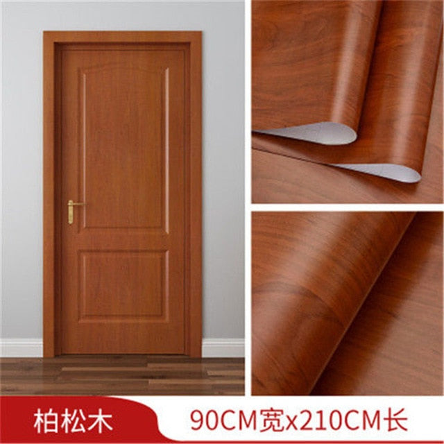 White Oak Wood Grain Wallpaper On The Door Home Renovation Decor Sticker Waterproof Fireprevention Kitchen Bathroom Wall Sticker