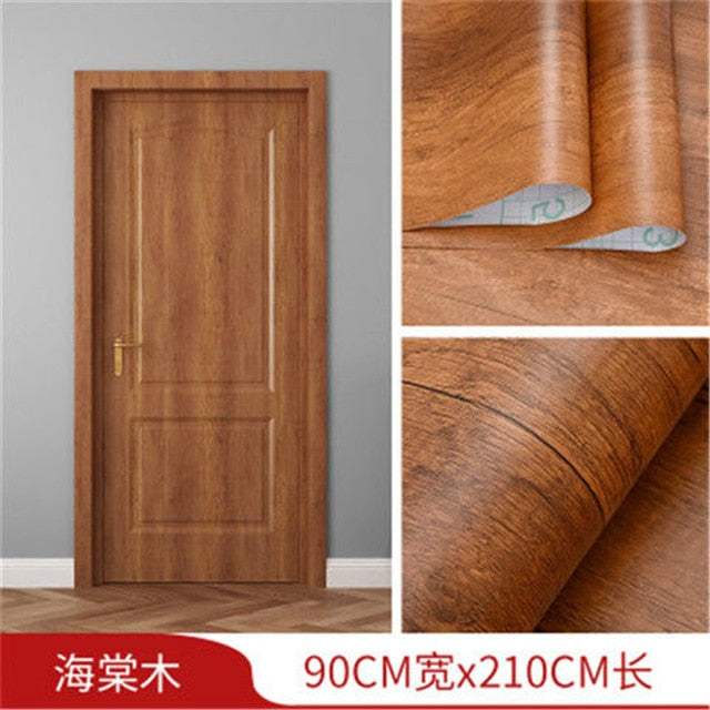 White Oak Wood Grain Wallpaper On The Door Home Renovation Decor Sticker Waterproof Fireprevention Kitchen Bathroom Wall Sticker