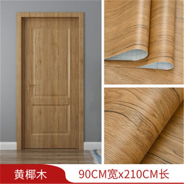 White Oak Wood Grain Wallpaper On The Door Home Renovation Decor Sticker Waterproof Fireprevention Kitchen Bathroom Wall Sticker