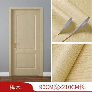 White Oak Wood Grain Wallpaper On The Door Home Renovation Decor Sticker Waterproof Fireprevention Kitchen Bathroom Wall Sticker