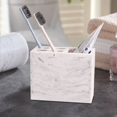 Nordic Bathroom Set Marble Pattern Resin Washroom Accessories Toothbrush Holder Soap Dispenser Soap Dish Bathroom Tray for Weddi