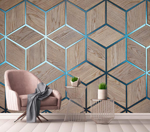 Decorative wallpaper Geometric wood grain line background wall painting