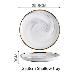 Gold Marble Dinner Plate Set Ceramic Kitchen Plate Tableware Set Food Dishes Rice Salad Noodles Bowl Soup Kitchen Cook Tool 1pc