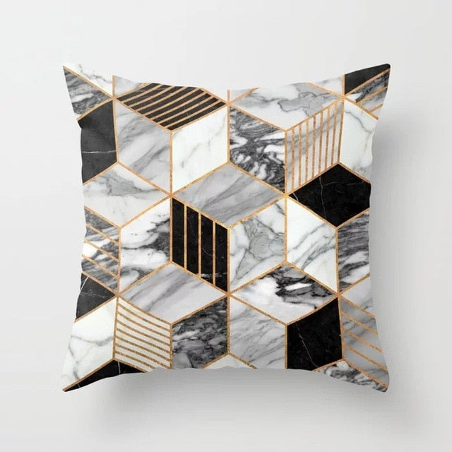 Gold Geometric Marble Sofa Decorative Cushion Cover Pillow Pillowcase Polyester 45*45 Throw Pillow Home Decor Pillowcover 40507