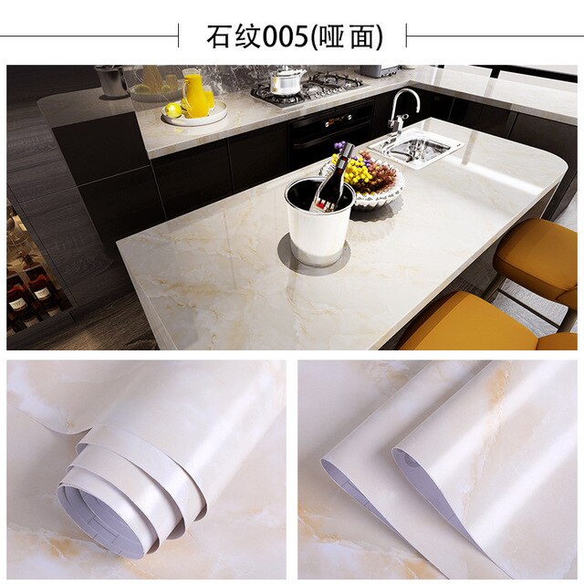 Thick Bathroom Kitchen Marble Stickers PVC Waterproof Self adhesive Furniture Film Wallpaper Cabinet Cupboard Contact Paper