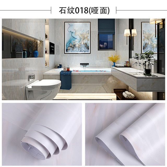 Thick Bathroom Kitchen Marble Stickers PVC Waterproof Self adhesive Furniture Film Wallpaper Cabinet Cupboard Contact Paper