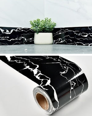 10M Waterproof Removable PVC Peel and Stick Wallpaper Border Waist Line Kitchen Floor Wall Border Sticker Marble Wood Home Decor