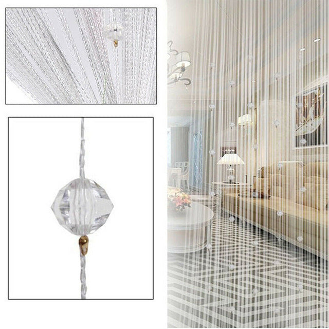 Black String Chain Curtain Shiny Tassel Line Curtains Window Door Divider Drape Living Room Decor Valance Home Decoration