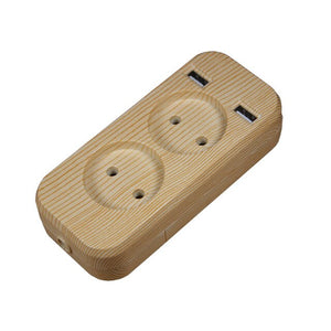 2019 new design 2 socket European 5V 2A USB extension socket LLEW-03 wood tree color