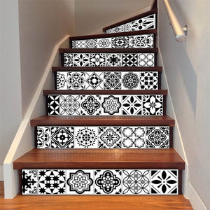 6pcs/13pcs Arabic Style Stairs Stickers Waterproof Removable Wallpaper Vinyl Stairway Adhesive Wall Decals Home Design escalier