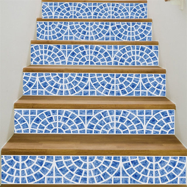 6pcs/13pcs Arabic Style Stairs Stickers Waterproof Removable Wallpaper Vinyl Stairway Adhesive Wall Decals Home Design escalier