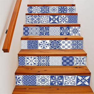 6pcs/13pcs Arabic Style Stairs Stickers Waterproof Removable Wallpaper Vinyl Stairway Adhesive Wall Decals Home Design escalier