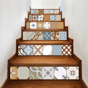 6pcs/13pcs Arabic Style Stairs Stickers Waterproof Removable Wallpaper Vinyl Stairway Adhesive Wall Decals Home Design escalier