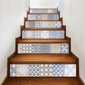 6pcs/13pcs Arabic Style Stairs Stickers Waterproof Removable Wallpaper Vinyl Stairway Adhesive Wall Decals Home Design escalier