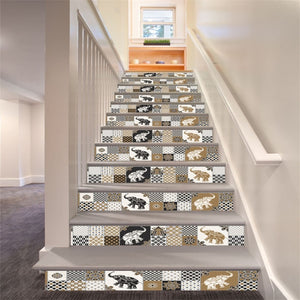 6pcs/13pcs Arabic Style Stairs Stickers Waterproof Removable Wallpaper Vinyl Stairway Adhesive Wall Decals Home Design escalier