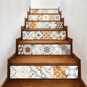 6pcs/13pcs Arabic Style Stairs Stickers Waterproof Removable Wallpaper Vinyl Stairway Adhesive Wall Decals Home Design escalier