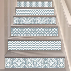 Creative Geometric Stairs-Stickers Light Blue Decorate Steps Decoration Sticker Escalier 6 Piece Set Home Decor Pegatinas ZE240