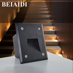 BEIAIDI 10PCS Outdoor LED Step Light 3W IP65 Waterproof Recessed Wall Corner Light LED Footlight Garden Landscape Stair Lights