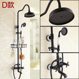 Bathroom Black Oil Paint Solid Brass Bathtub Shower Set Wall Mounted 8" Rainfall Shower Mixer Tap Faucet 3-functions Mixer Valve