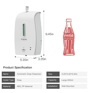 Distributeur de savon automatique 600ml . Distributeur de savon automatique pompe mural pour salle de bains cuisine bureau hôtel et usage commercial