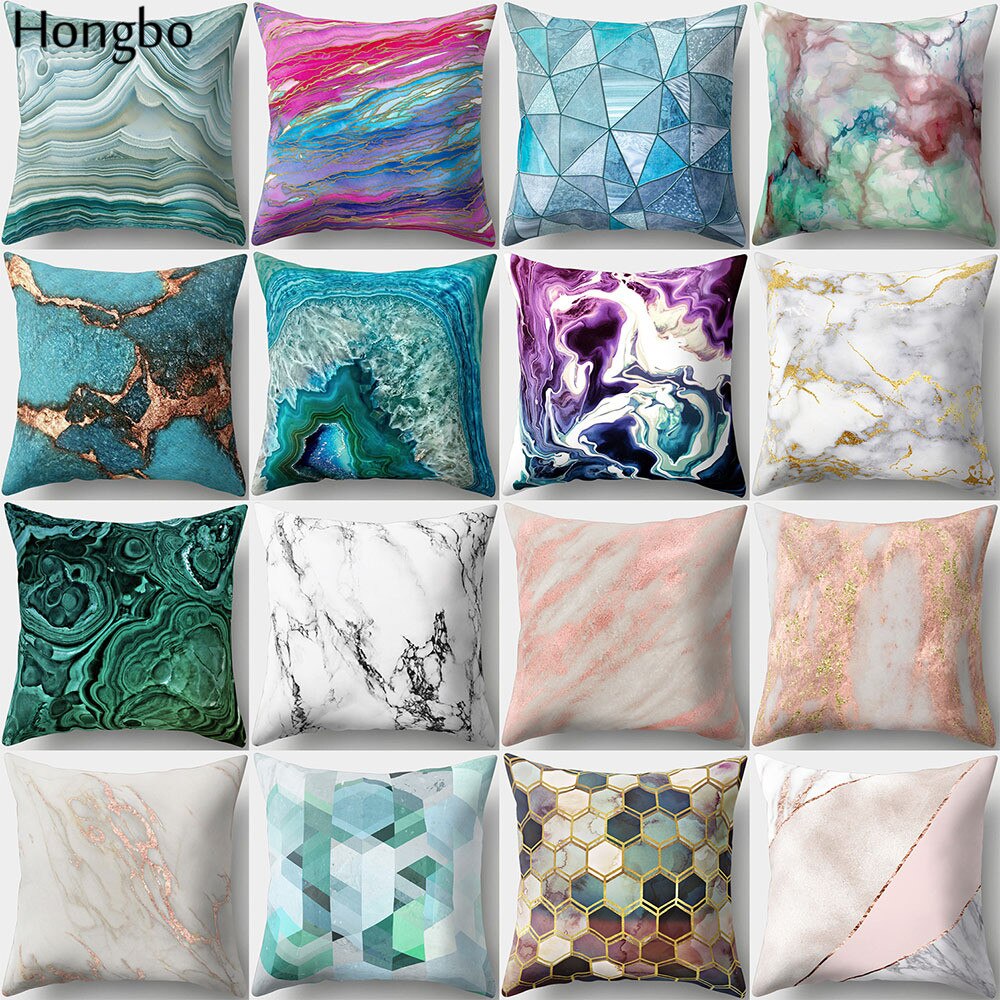 Hongbo 1 Pcs Colorful Marble Printed Pillow Case Cushion Cover Bed Throw Pillowcase For Car Sofa Home Decor