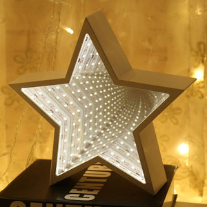 Novelty Night Light 3D Star Could Heart Light Infinity Mirror Tunnel Lamp Mirror Tunnel Light Home Decor For Kids Baby Toy Gift