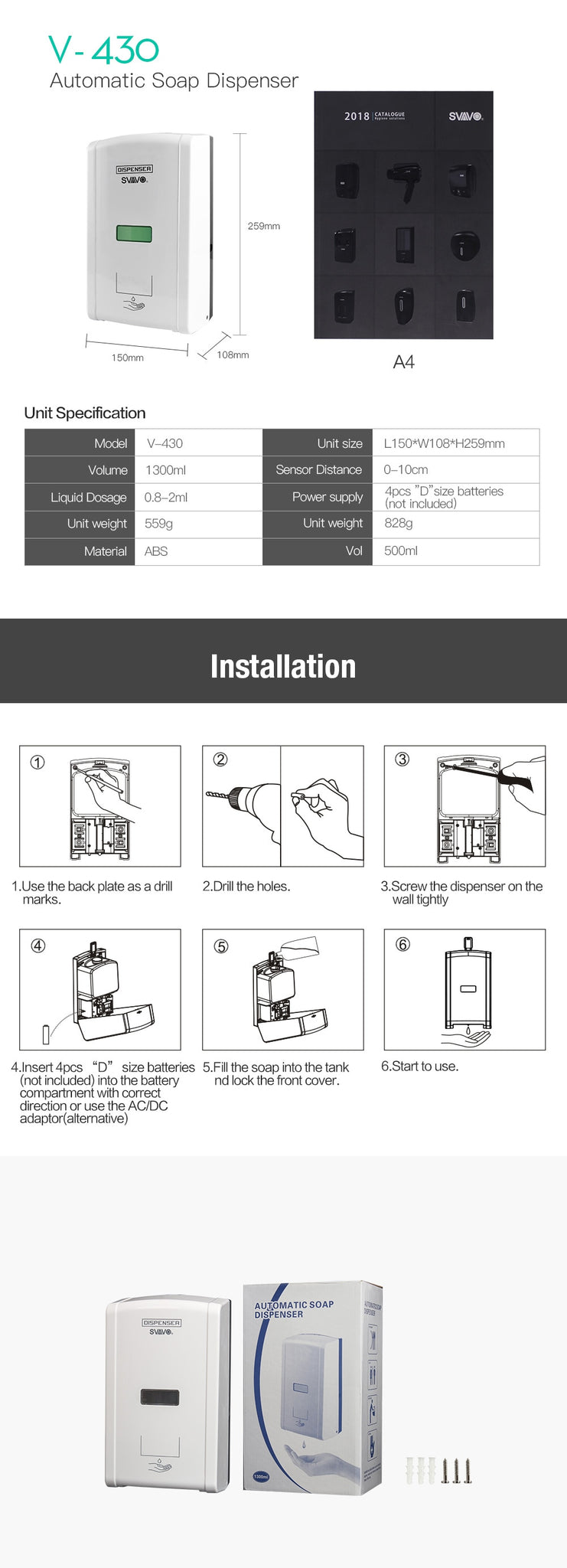 1300ml Wall Mounted Sensor Touchless Automatic Soap Dispenser Kitchen Infrared Induction Smart Liquid Soap Dispenser