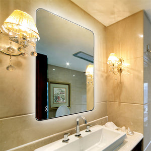 Make-up LED Mirror Bathroom Cosmetics Mirror Touch Dimmer Vanity Mirror Metal Frameless Wall Mounted for Bath Room Mirror HWC