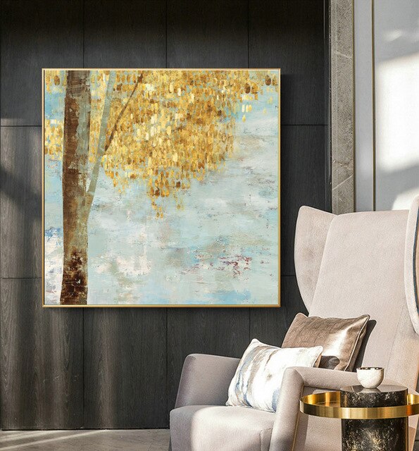 Scandinavian Style Poster Marble Golden Leaf Art Plant Abstract Painting Living Room Decoration Pictures Nordic Decoration Home