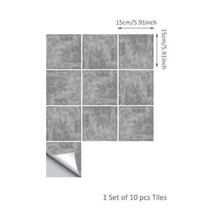 Funlife Gray Marble DIY Tiles Decal,Cement Brick Waterproof Wall Sticker for Living Room Kitchen Bathroom,Modern Home Decoration