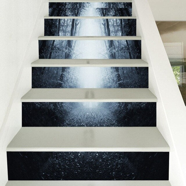 6sheets/set Diy Step Sticker Oil Painting Wallpaper Stairway 3d stair sticker for Floor Wall Decor escalier maison Living Room