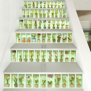 6sheets/set Diy Step Sticker Oil Painting Wallpaper Stairway 3d stair sticker for Floor Wall Decor escalier maison Living Room